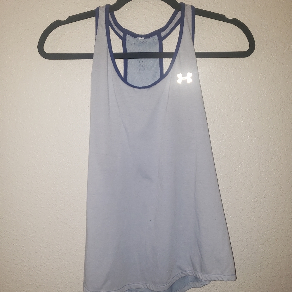 Light and dark blue under armour tank top